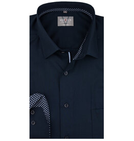 MarVelis MarVelis strijkvrij overhemd  donkerblauw contrast  Comfort Fit, New Kent kraag