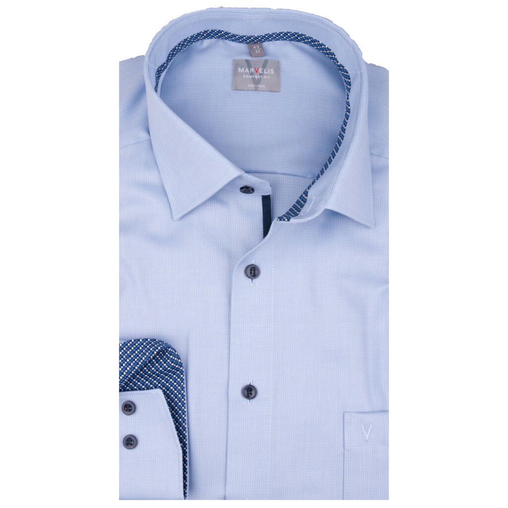 MarVelis MarVelis strijkvrij overhemd  blue Comfort Fit, New Kent kraag