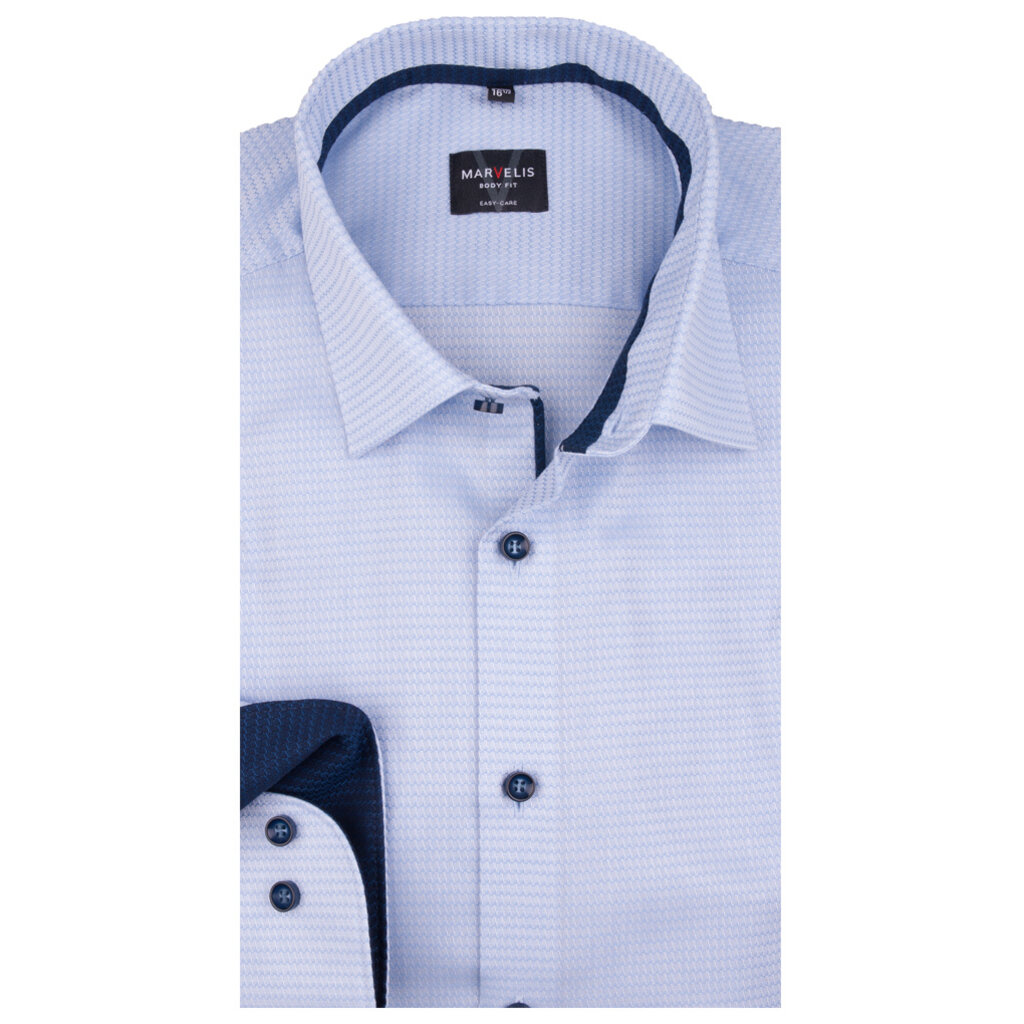 MarVelis MarVelis overhemd lichtblauw met print contrast Body Fit, New York Kent kraag