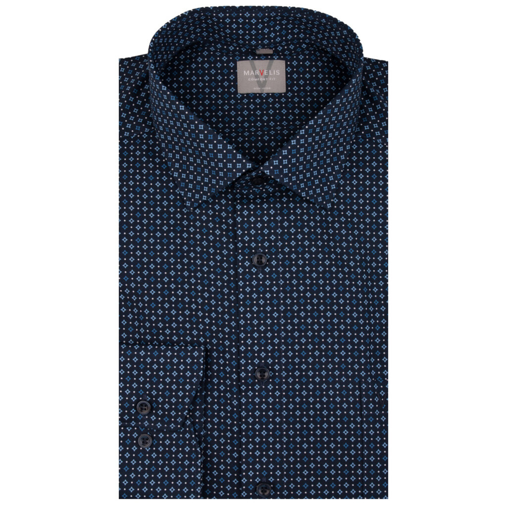 MarVelis MarVelis strijkvrij overhemd  met print Comfort Fit, New Kent kraag