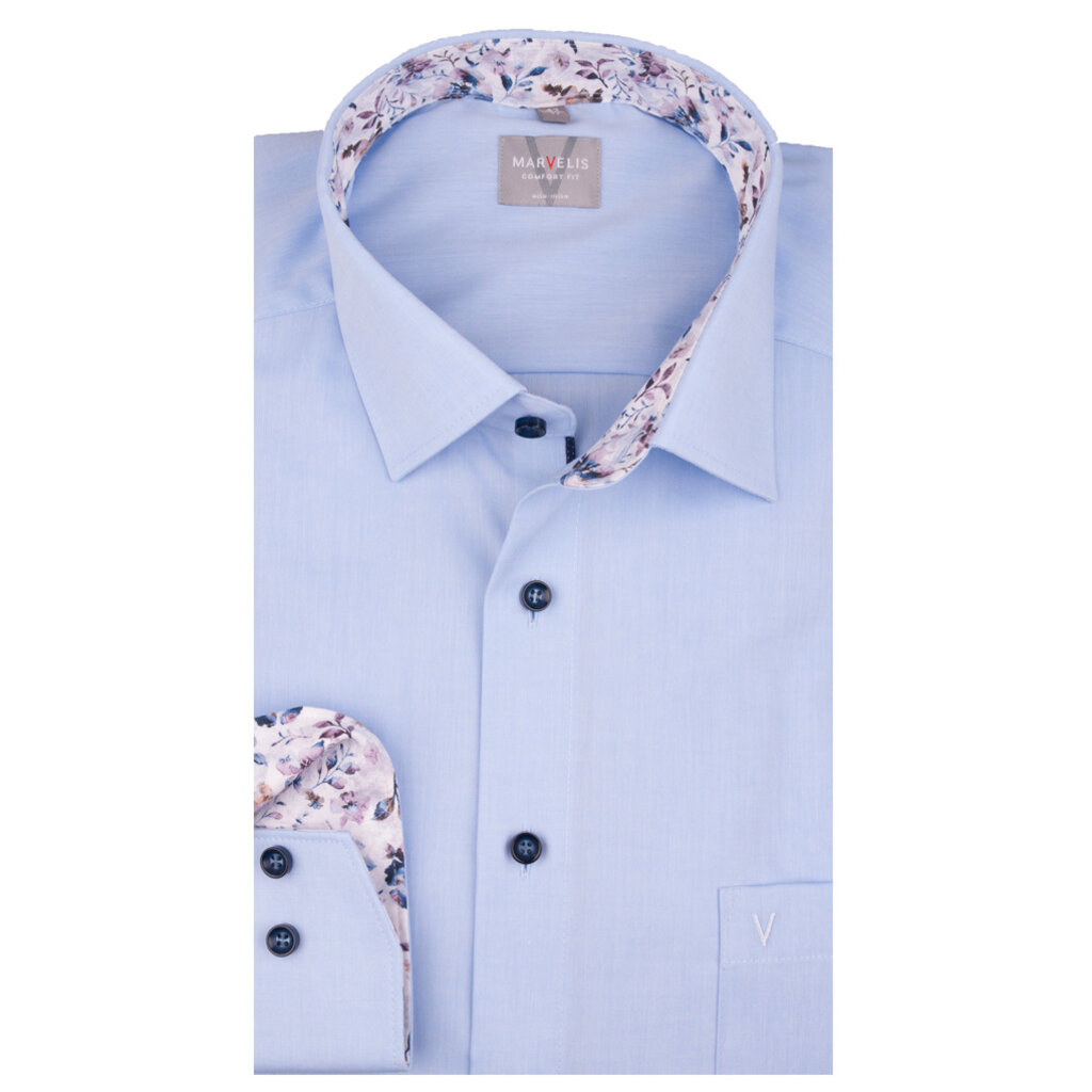 MarVelis MarVelis strijkvrij overhemd blue Comfort Fit, New Kent kraag