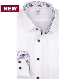 MarVelis MarVelis strijkvrij overhemd  wit met contrast Modern Fit, New Kent kraag