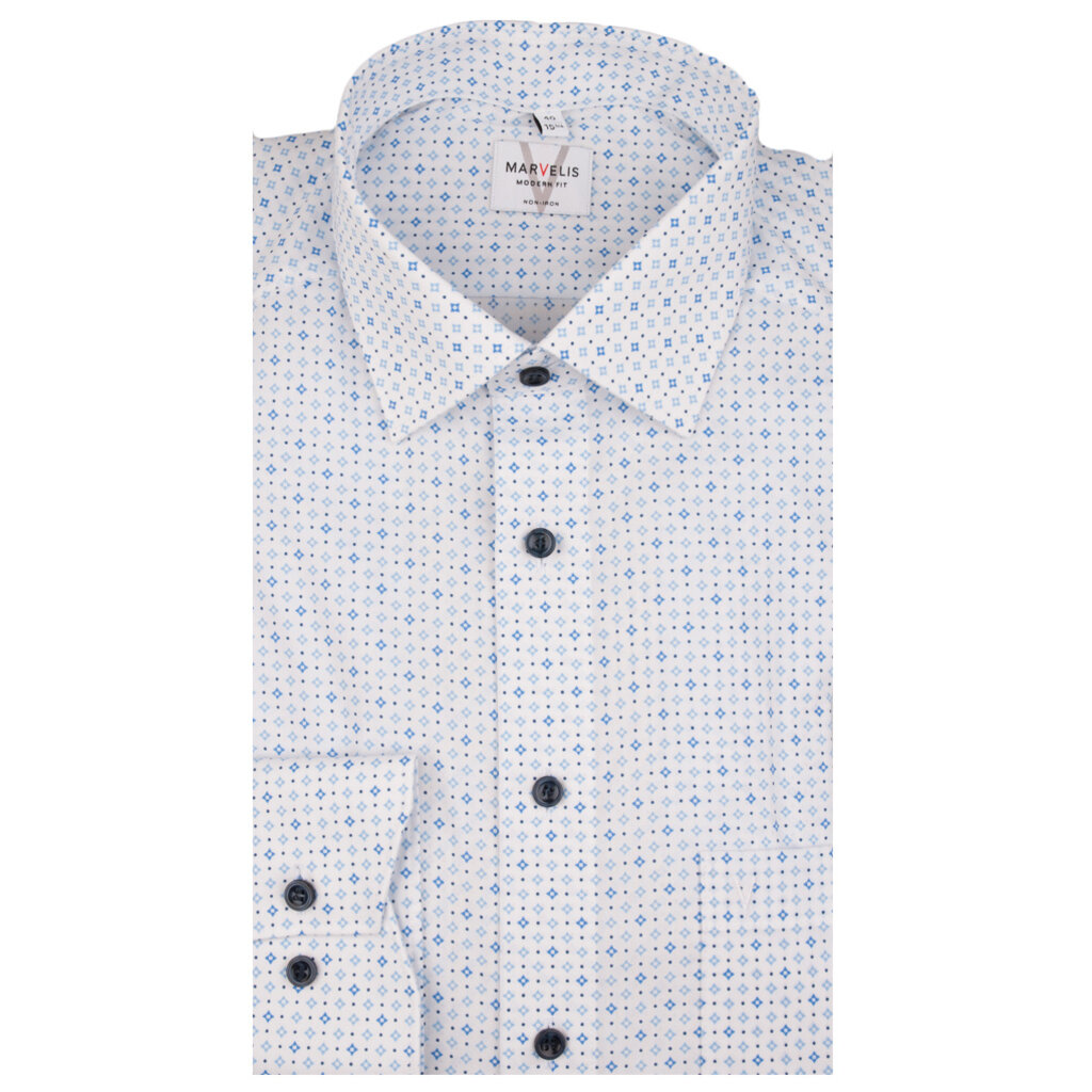 MarVelis MarVelis strijkvrij overhemd  met print Modern Fit, New Kent kraag