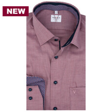 MarVelis MarVelis strijkvrij overhemd  bordeaux rood met contrast Modern Fit, New Kent kraag