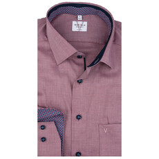 MarVelis MarVelis strijkvrij overhemd  bordeaux rood met contrast Modern Fit, New Kent kraag