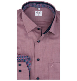 MarVelis MarVelis strijkvrij overhemd  bordeaux rood met contrast Modern Fit, New Kent kraag