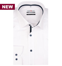 MarVelis MarVelis strijkvrij overhemd  fijn twill wit Comfort Fit, New Kent kraag