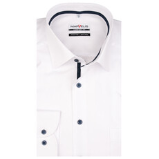 MarVelis MarVelis strijkvrij overhemd fijn twill wit Comfort Fit, New Kent kraag