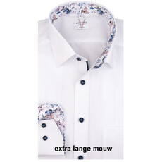 MarVelis MarVelis strijkvrij overhemd extra lange mouw  wit met contrast Modern Fit, New Kent kraag