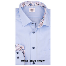 MarVelis MarVelis strijkvrij overhemd extra lange mouw  blue met contrast Modern Fit, New Kent kraag