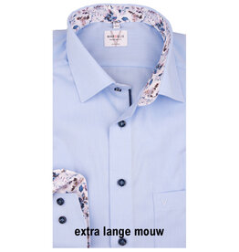 MarVelis MarVelis strijkvrij overhemd extra lange mouw  blue met contrast Modern Fit, New Kent kraag