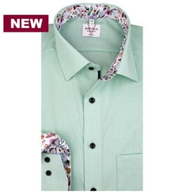 MarVelis MarVelis strijkvrij overhemd  groen met contrast Modern Fit, New Kent kraag