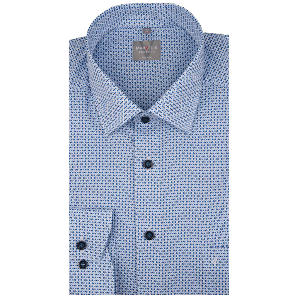 MarVelis MarVelis strijkvrij overhemd  met print Comfort Fit, New Kent kraag