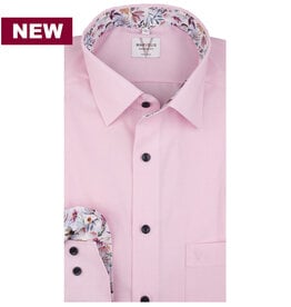 MarVelis MarVelis strijkvrij overhemd  roze met contrast Modern Fit, New Kent kraag