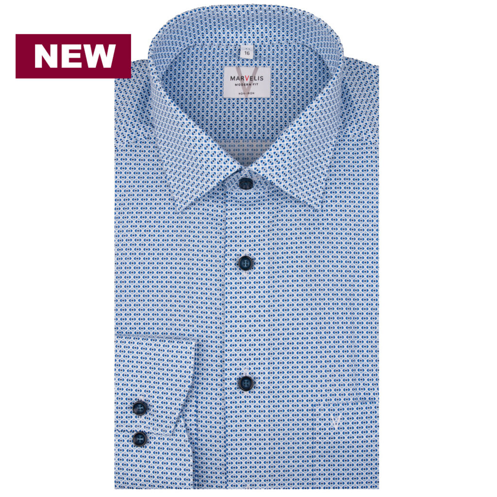 MarVelis MarVelis strijkvrij overhemd  met print Modern Fit, New Kent kraag