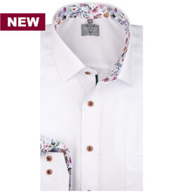 MarVelis MarVelis strijkvrij overhemd  wit met print Comfort Fit, New Kent kraag