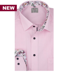MarVelis MarVelis strijkvrij overhemd  roze met print Comfort Fit, New Kent kraag