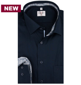 MarVelis MarVelis strijkvrij overhemd  donkerblauw met contrast Modern Fit, New Kent kraag