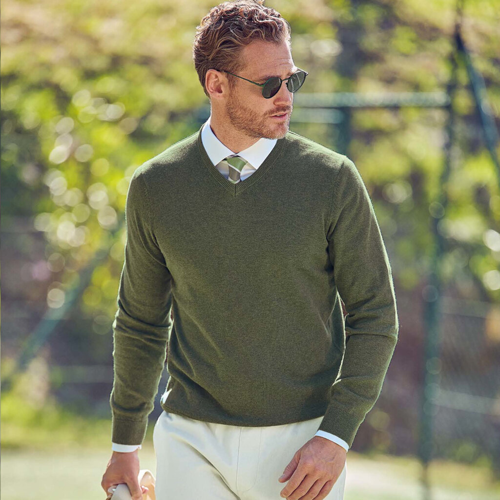 MarVelis MarVelis trui katoen donkergroen V-hals