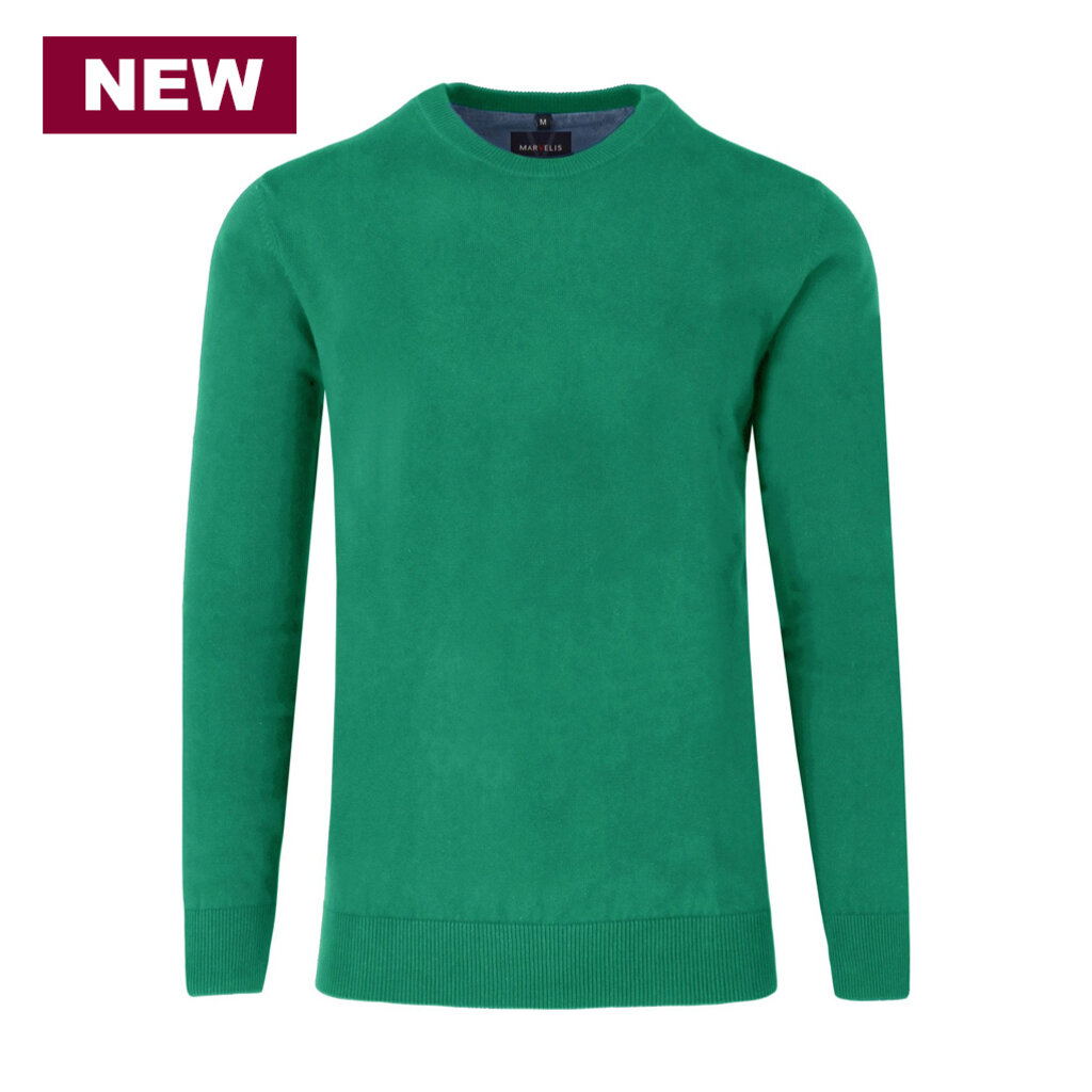 MarVelis MarVelis trui katoen groen O-hals