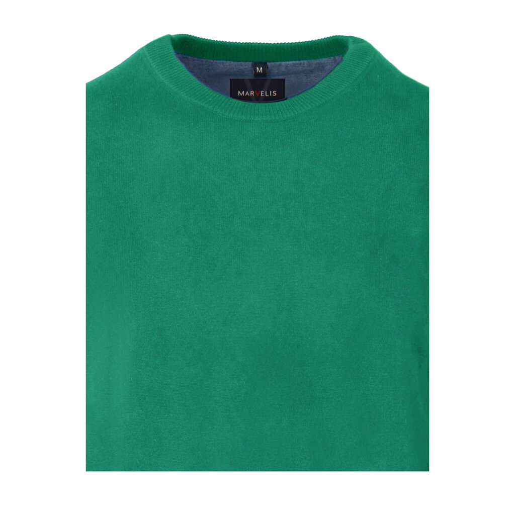 MarVelis MarVelis trui katoen groen O-hals