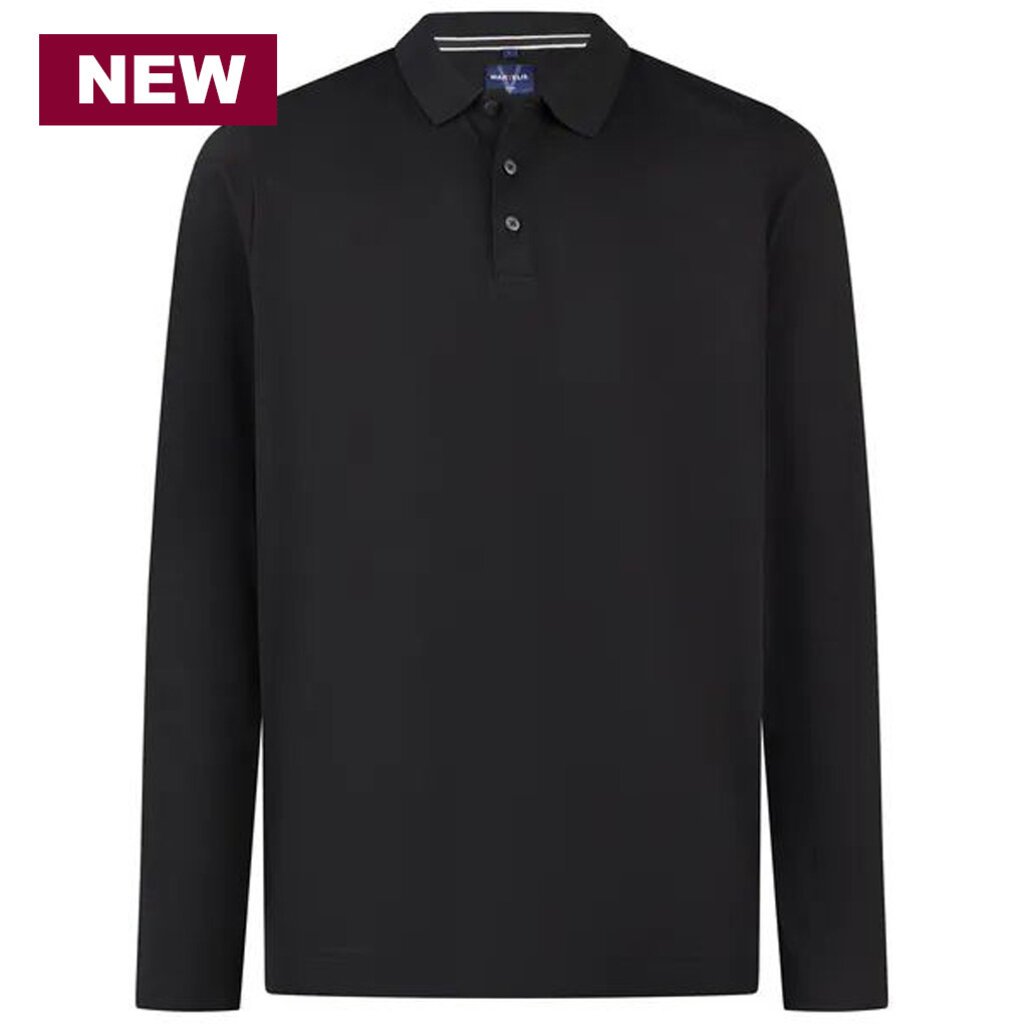 MarVelis MarVelis poloshirt quick-dry zwart met lange mouw