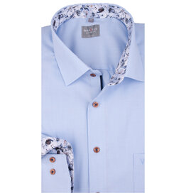 MarVelis MarVelis strijkvrij overhemd  lichtblauw met print Comfort Fit, New Kent kraag
