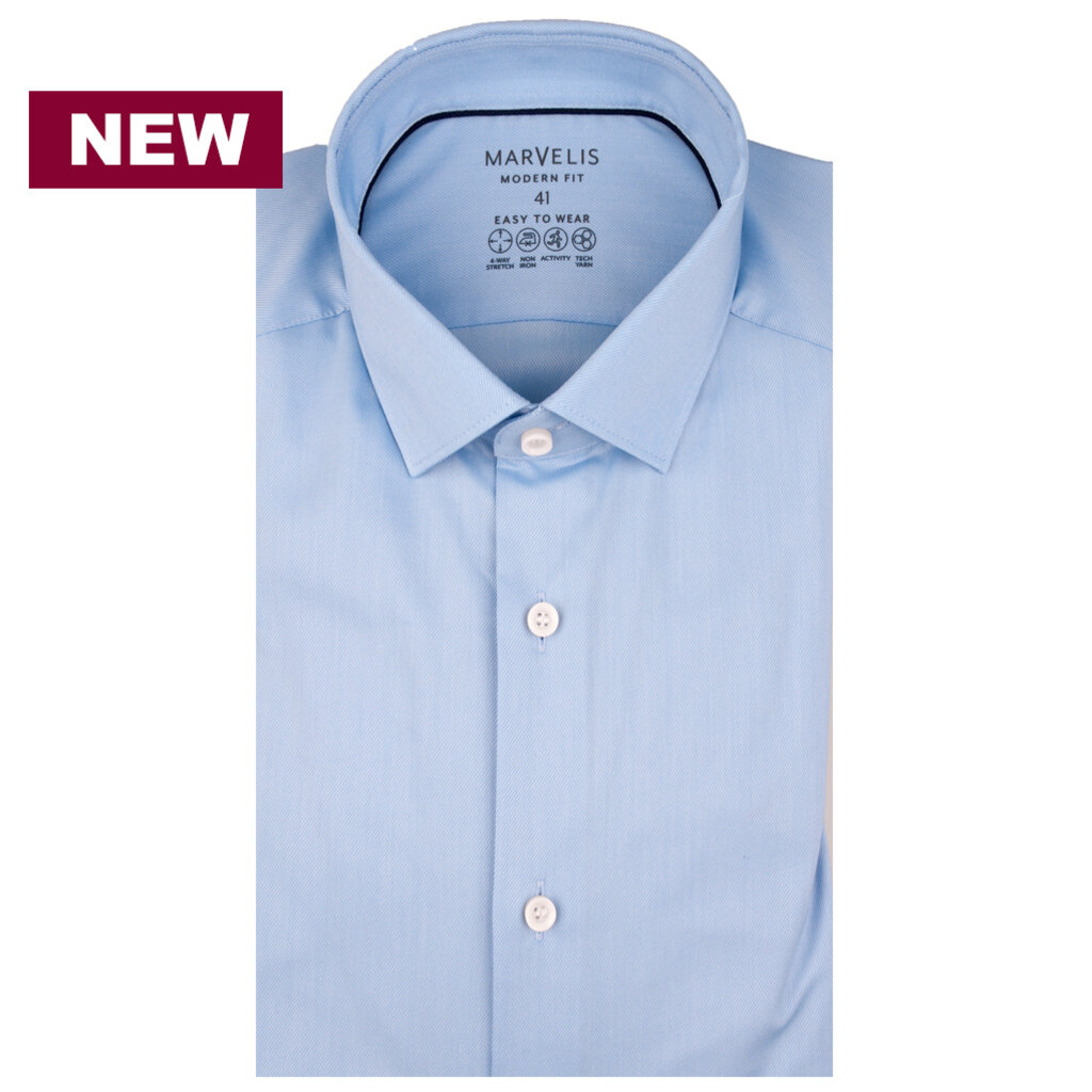 MarVelis MarVelis Performance Easy to Wear overhemd blue Modern Fit, New Kent kraag