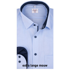 MarVelis MarVelis strijkvrij overhemd  blue met extra lange mouw  Modern Fit, New Kent kraag