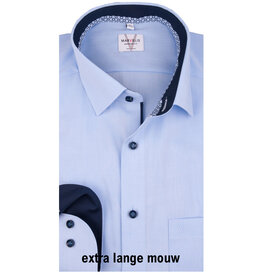 MarVelis MarVelis strijkvrij overhemd  blue met extra lange mouw  Modern Fit, New Kent kraag