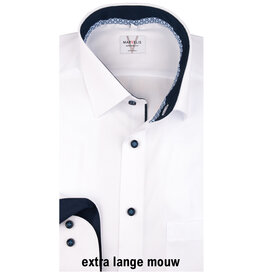 MarVelis MarVelis strijkvrij overhemd  wit met extra lange mouw  Modern Fit, New Kent kraag