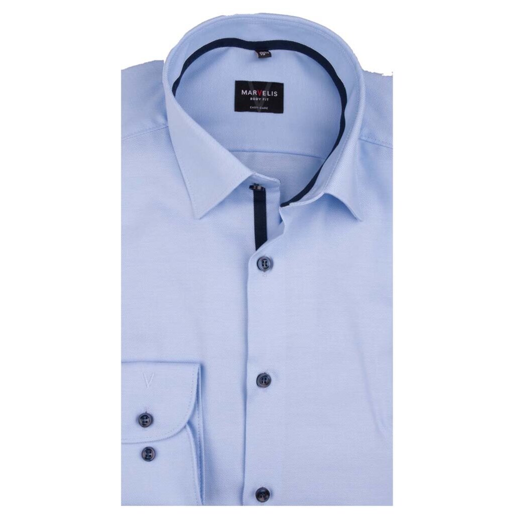MarVelis MarVelis overhemd blue fine twill Body Fit, New York Kent kraag