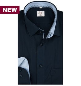 MarVelis MarVelis strijkvrij overhemd  donkerblauw met contrast Modern Fit, New Kent kraag