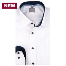 MarVelis MarVelis strijkvrij overhemd  wit met contrast Comfort Fit, New Kent kraag