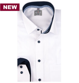 MarVelis MarVelis strijkvrij overhemd  wit met contrastComfort Fit, New Kent kraag