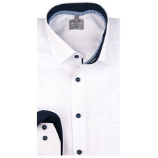 MarVelis MarVelis strijkvrij overhemd  wit met contrast Comfort Fit, New Kent kraag