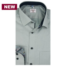 MarVelis MarVelis strijkvrij overhemd  groen motief met contrast Modern Fit, New Kent kraag