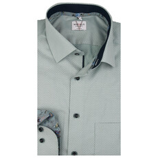 MarVelis MarVelis strijkvrij overhemd  groen motief met contrast Modern Fit, New Kent kraag
