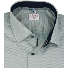 MarVelis MarVelis strijkvrij overhemd  groen motief met contrast Modern Fit, New Kent kraag