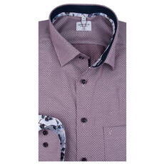MarVelis MarVelis strijkvrij overhemd  bordeaux rood motief met contrast Modern Fit, New Kent kraag
