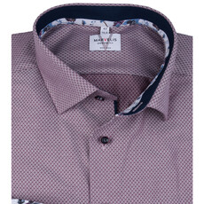 MarVelis MarVelis strijkvrij overhemd  bordeaux rood motief met contrast Modern Fit, New Kent kraag