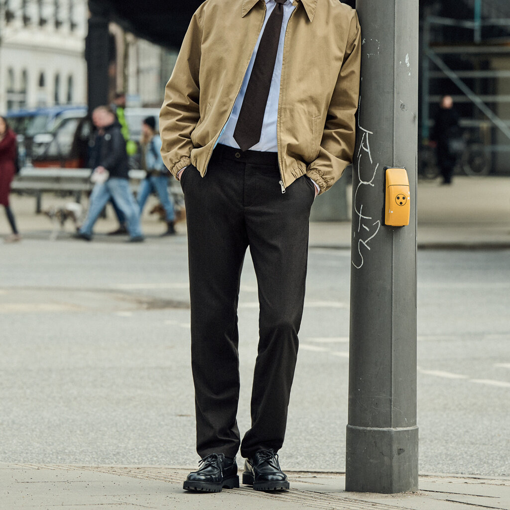MAC Jeans MAC Lennox Wooly Herringbone, Mahagony Brown Herringbon