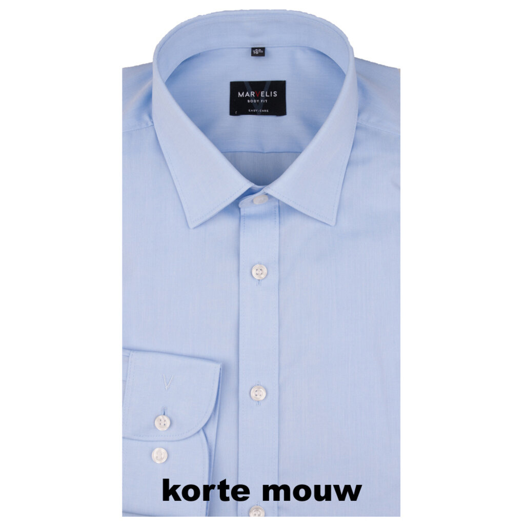 MarVelis MarVelis overhemd korte mouw  blue Body Fit, New Kent kraag