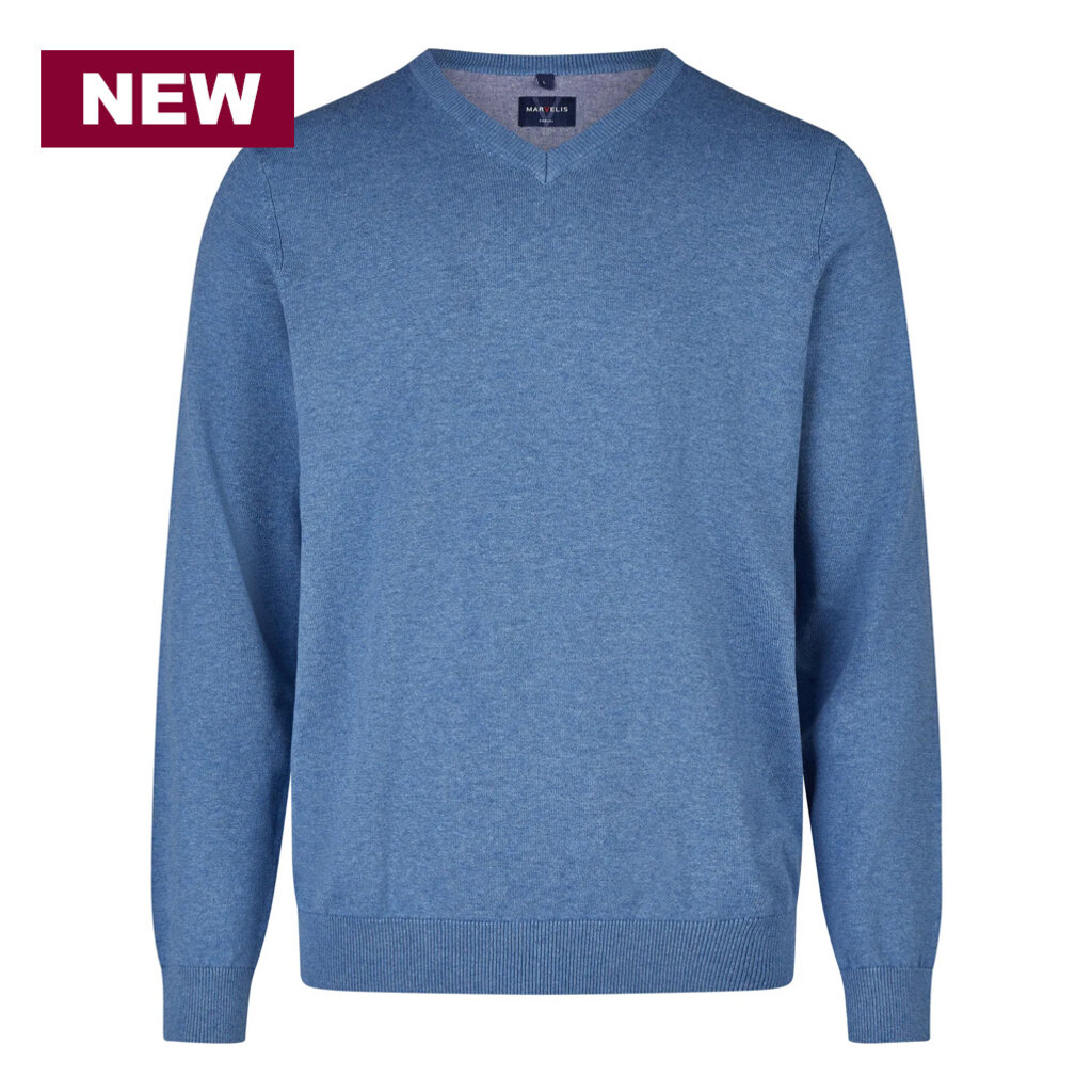 MarVelis MarVelis trui katoen blauw V-hals