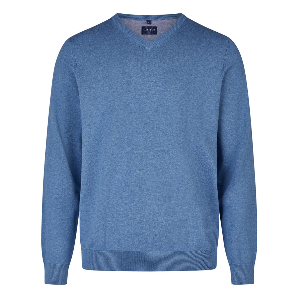 MarVelis MarVelis trui katoen blauw V-hals
