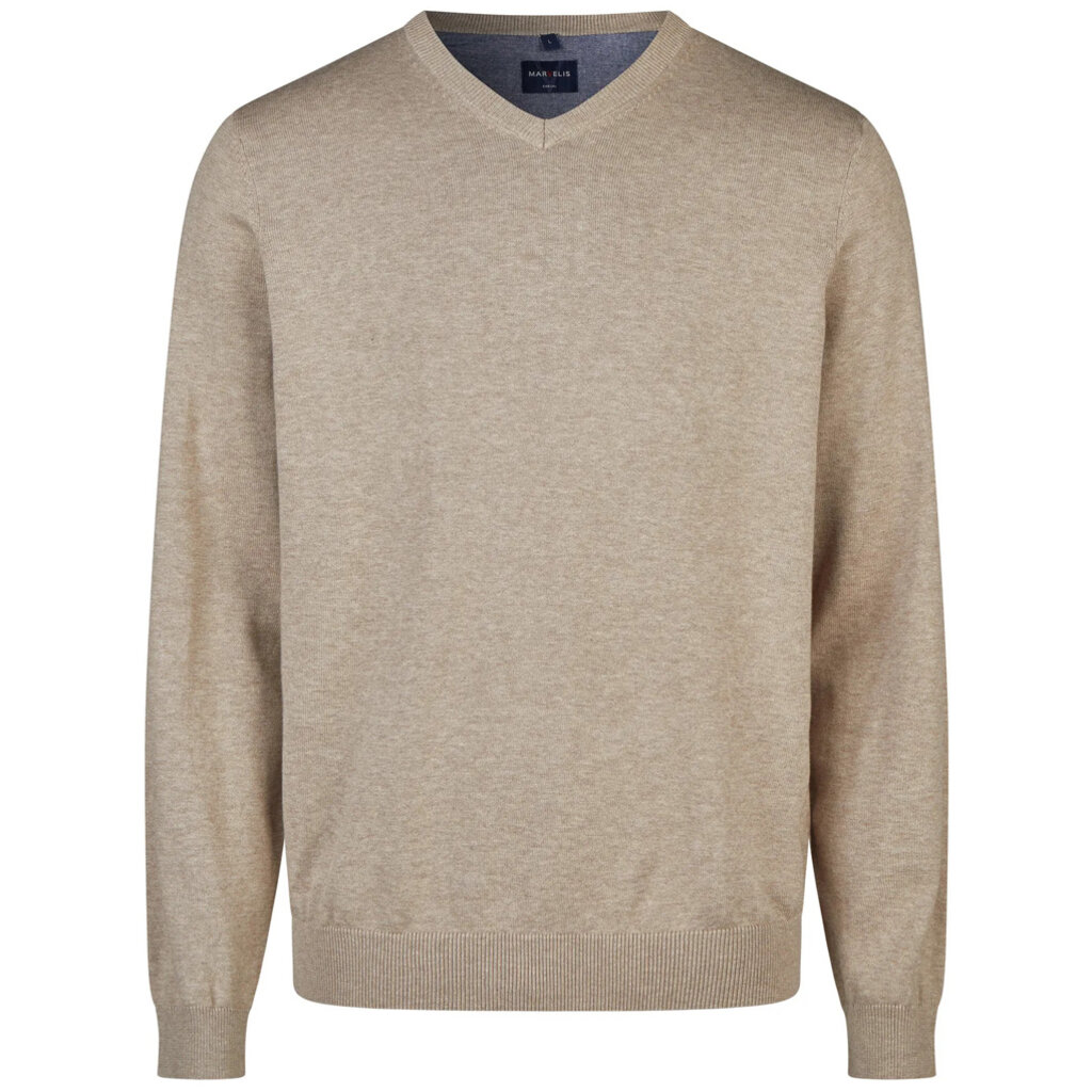 MarVelis MarVelis trui katoen beige V-hals