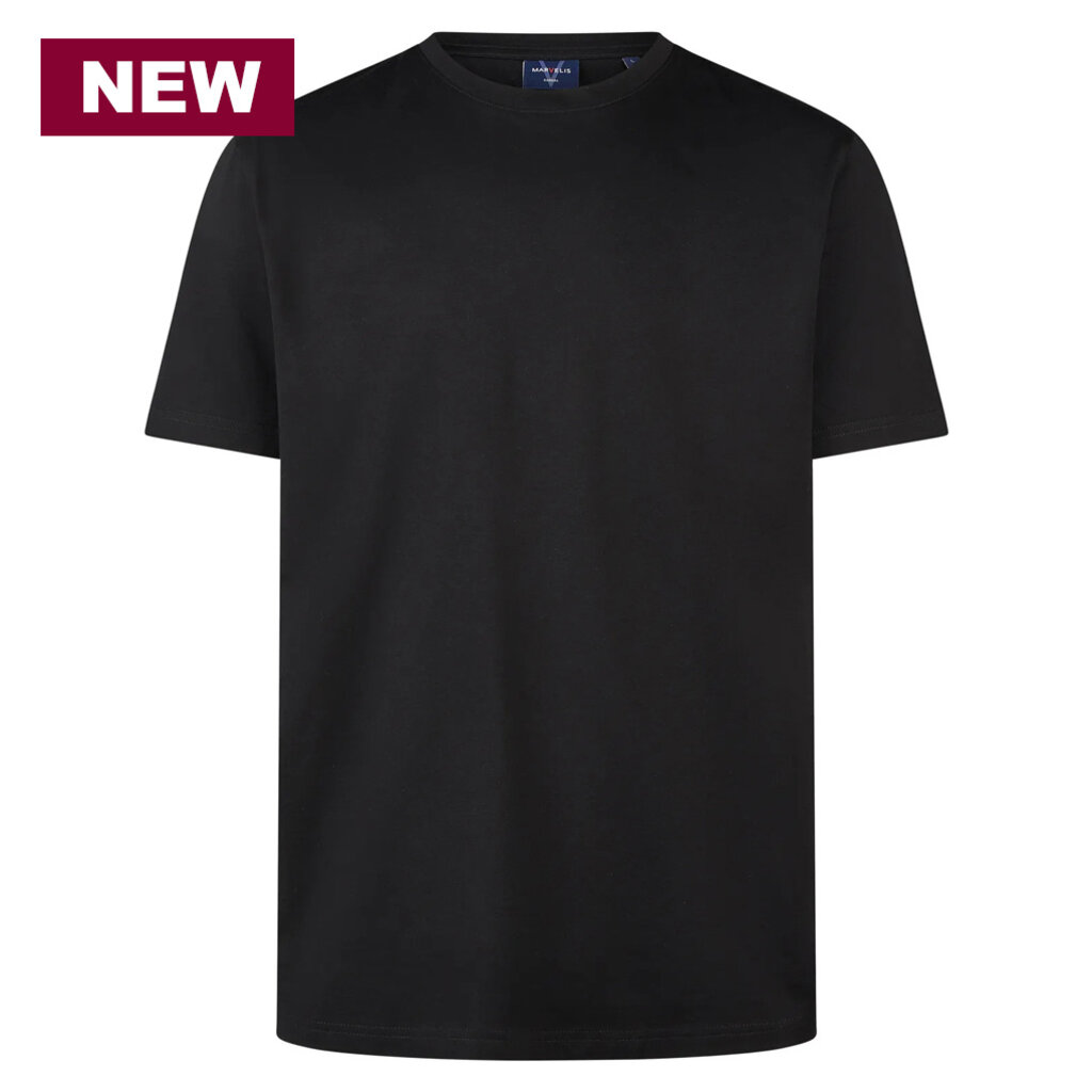 MarVelis Marvelis Modern Fit T-shirts zijdeglans zwart , O-hals