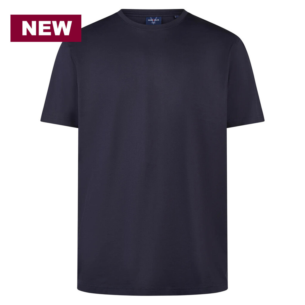 MarVelis Marvelis Modern Fit T-shirts zijdeglans donkerblauw , O-hals
