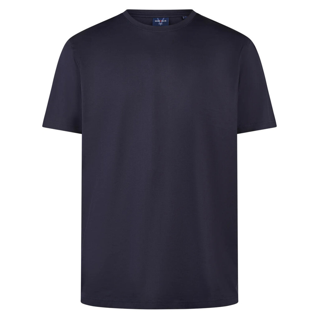 MarVelis Marvelis Modern Fit T-shirts zijdeglans donkerblauw , O-hals