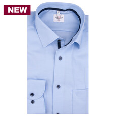 MarVelis MarVelis strijkvrij overhemd  fijn twill blue met contrast Modern Fit, New Kent kraag